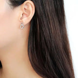 DA179 - High polished (no plating) Stainless Steel Earrings with AAA Grade CZ in Clear - Alamode - Flyclothing LLC