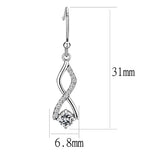 DA181 - High polished (no plating) Stainless Steel Earrings with AAA Grade CZ in Clear - Alamode - Flyclothing LLC
