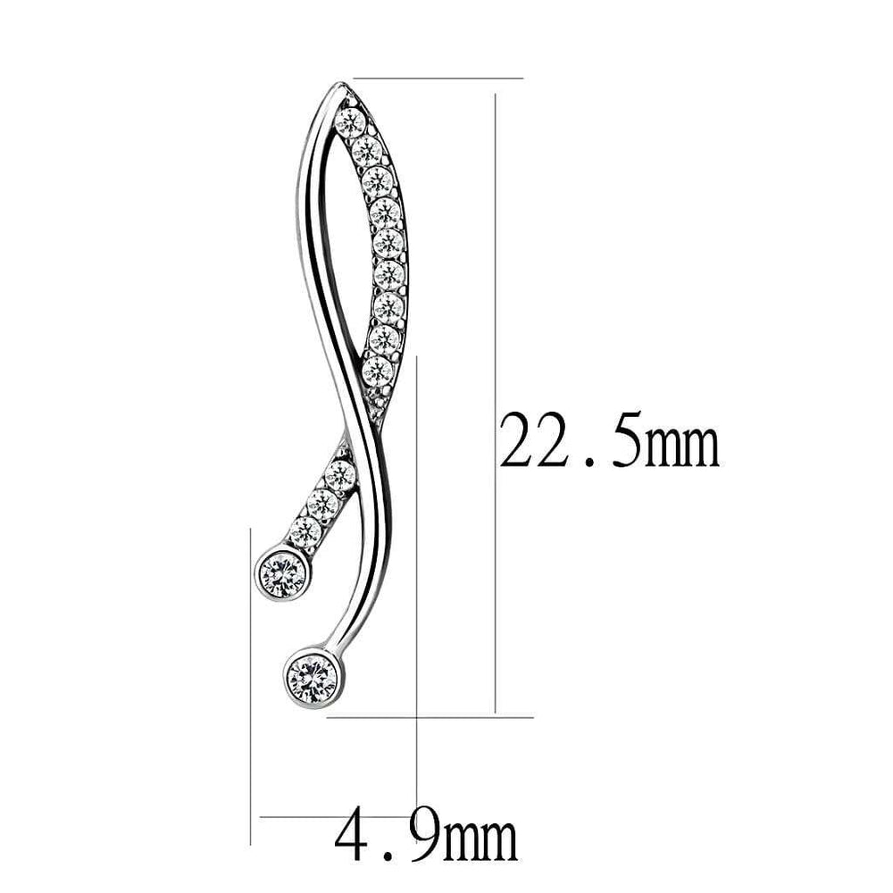 DA184 - High polished (no plating) Stainless Steel Earrings with AAA Grade CZ in Clear - Alamode - Flyclothing LLC