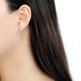 DA185 - High polished (no plating) Stainless Steel Earrings with AAA Grade CZ in Clear - Alamode - Flyclothing LLC