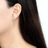 DA186 - High polished (no plating) Stainless Steel Earrings with AAA Grade CZ in Clear - Alamode - Flyclothing LLC