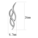 DA187 - High polished (no plating) Stainless Steel Earrings with AAA Grade CZ in Clear - Alamode - Flyclothing LLC