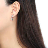 DA187 - High polished (no plating) Stainless Steel Earrings with AAA Grade CZ in Clear - Alamode - Flyclothing LLC