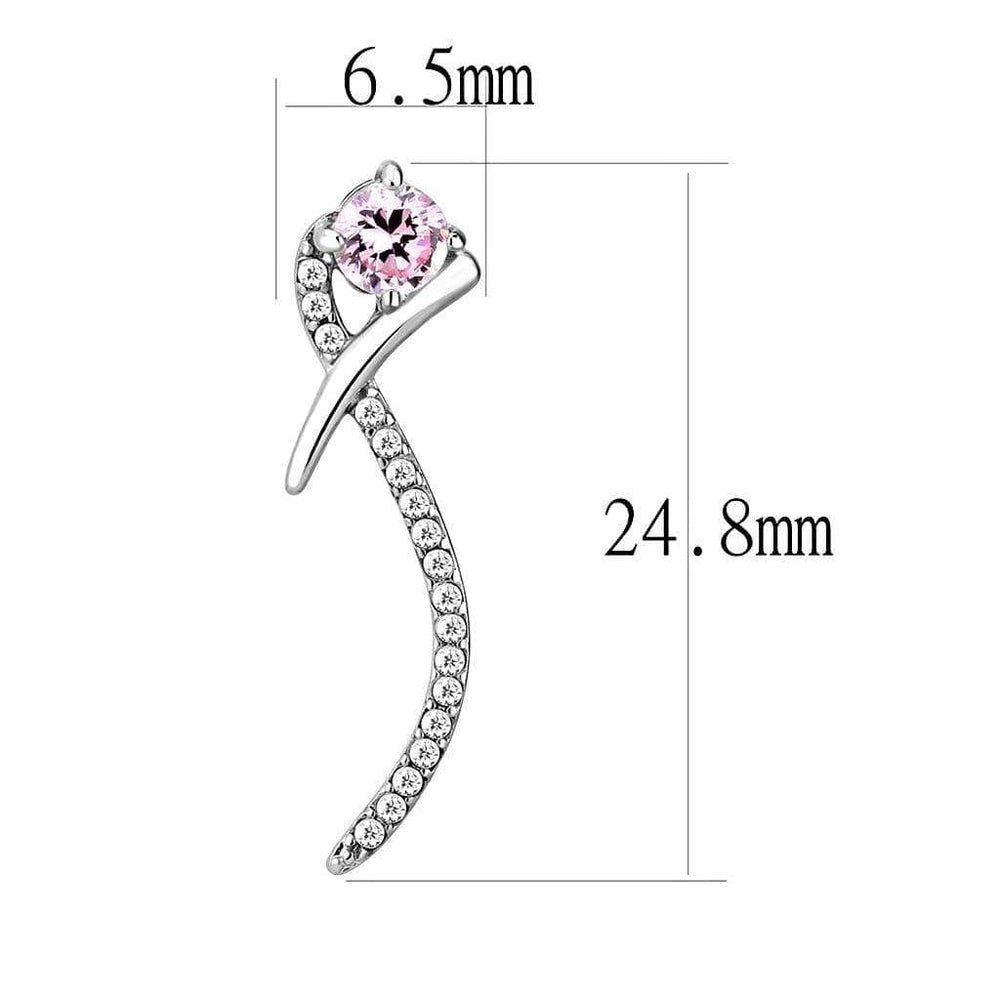 DA188 - High polished (no plating) Stainless Steel Earrings with AAA Grade CZ in Rose - Alamode - Flyclothing LLC