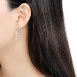 DA190 - High polished (no plating) Stainless Steel Earrings with AAA Grade CZ in Clear - Alamode - Flyclothing LLC