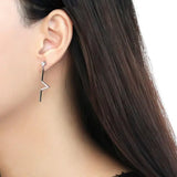 DA191 - High polished (no plating) Stainless Steel Earrings with AAA Grade CZ in Clear - Alamode - Flyclothing LLC