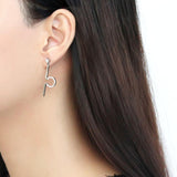DA191 - High polished (no plating) Stainless Steel Earrings with AAA Grade CZ  in Clear - Alamode
