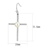 DA192 - High polished (no plating) Stainless Steel Earrings with Synthetic Pearl in White - Alamode