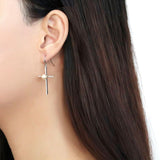 DA192 - High polished (no plating) Stainless Steel Earrings with Synthetic Pearl in White - Alamode