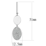 DA193 - High polished (no plating) Stainless Steel Earrings with AAA Grade CZ in Clear - Alamode - Flyclothing LLC