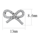 DA197 - High polished (no plating) Stainless Steel Earrings with AAA Grade CZ in Clear - Alamode - Flyclothing LLC
