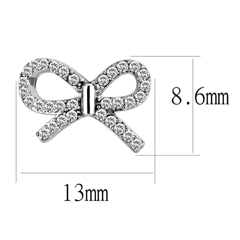 DA197 - High polished (no plating) Stainless Steel Earrings with AAA Grade CZ in Clear - Alamode - Flyclothing LLC