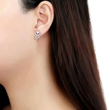 DA198 - High polished (no plating) Stainless Steel Earrings with AAA Grade CZ in Clear - Alamode - Flyclothing LLC