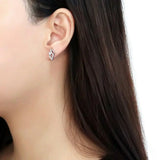 DA199 - High polished (no plating) Stainless Steel Earrings with AAA Grade CZ in Clear - Alamode - Flyclothing LLC