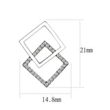 DA201 - High polished (no plating) Stainless Steel Earrings with AAA Grade CZ in Clear - Alamode - Flyclothing LLC