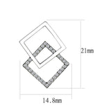 DA201 - High polished (no plating) Stainless Steel Earrings with AAA Grade CZ in Clear - Alamode - Flyclothing LLC