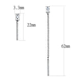DA202 - High polished (no plating) Stainless Steel Earrings with AAA Grade CZ in Clear - Alamode - Flyclothing LLC