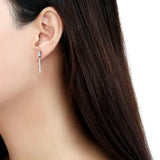 DA202 - High polished (no plating) Stainless Steel Earrings with AAA Grade CZ in Clear - Alamode - Flyclothing LLC