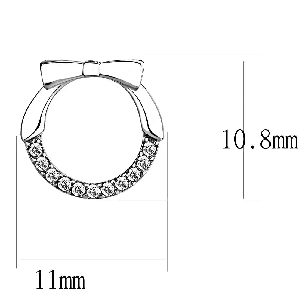 DA210 - High polished (no plating) Stainless Steel Earrings with AAA Grade CZ in Clear - Alamode - Flyclothing LLC