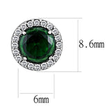 DA211 - High polished (no plating) Stainless Steel Earrings with Synthetic Synthetic Glass in Emerald - Alamode