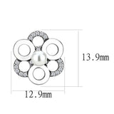 DA214 - High polished (no plating) Stainless Steel Earrings with Synthetic Pearl in White - Alamode - Flyclothing LLC