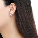 DA214 - High polished (no plating) Stainless Steel Earrings with Synthetic Pearl in White - Alamode - Flyclothing LLC