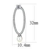 DA223 - High polished (no plating) Stainless Steel Earrings with Synthetic Pearl in White - Alamode - Flyclothing LLC