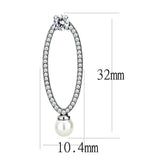 DA223 - High polished (no plating) Stainless Steel Earrings with Synthetic Pearl in White - Alamode - Flyclothing LLC