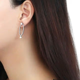 DA223 - High polished (no plating) Stainless Steel Earrings with Synthetic Pearl in White - Alamode - Flyclothing LLC
