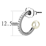 DA224 - High polished (no plating) Stainless Steel Earrings with Synthetic Pearl in White - Alamode - Flyclothing LLC