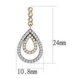 DA227 - Two-Tone IP Rose Gold Stainless Steel Earrings with AAA Grade CZ in Clear - Alamode - Flyclothing LLC