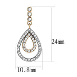 DA227 - Two-Tone IP Rose Gold Stainless Steel Earrings with AAA Grade CZ  in Clear - Alamode