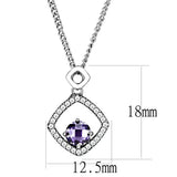 DA229 - High polished (no plating) Stainless Steel Chain Pendant with AAA Grade CZ in Amethyst - Alamode - Flyclothing LLC