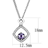 DA229 - High polished (no plating) Stainless Steel Chain Pendant with AAA Grade CZ  in Amethyst - Alamode