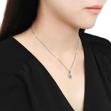DA229 - High polished (no plating) Stainless Steel Chain Pendant with AAA Grade CZ  in Amethyst - Alamode