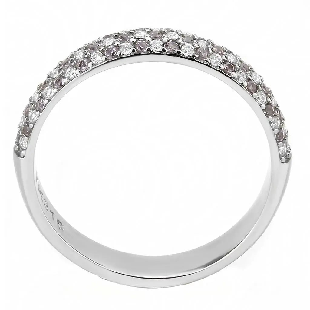 DA231 - High polished (no plating) Stainless Steel Ring with AAA Grade CZ in Multi Color - Alamode - Flyclothing LLC