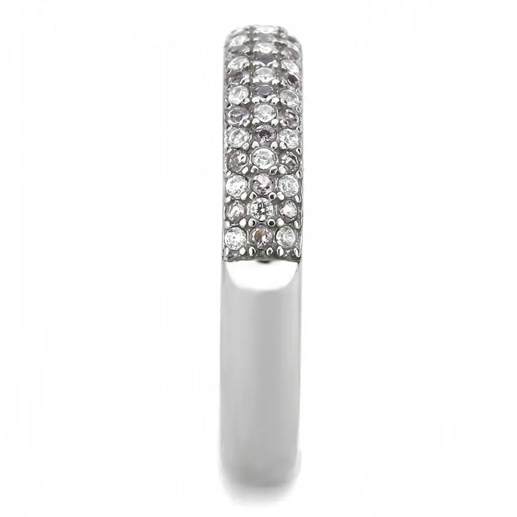 DA231 - High polished (no plating) Stainless Steel Ring with AAA Grade CZ in Multi Color - Alamode - Flyclothing LLC