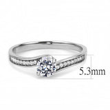 DA233 - High polished (no plating) Stainless Steel Ring with AAA Grade CZ in Clear - Alamode - Flyclothing LLC