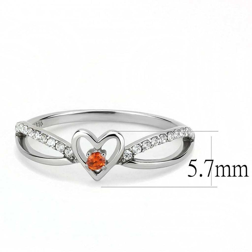DA235 - High polished (no plating) Stainless Steel Ring with AAA Grade CZ in Orange - Alamode - Flyclothing LLC