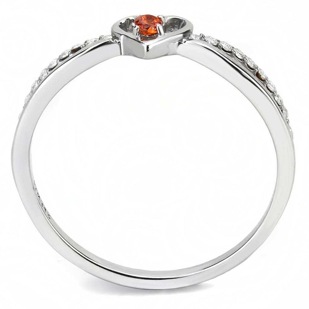DA235 - High polished (no plating) Stainless Steel Ring with AAA Grade CZ in Orange - Alamode - Flyclothing LLC