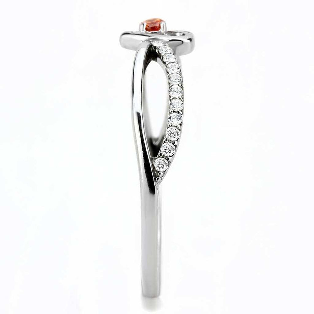 DA235 - High polished (no plating) Stainless Steel Ring with AAA Grade CZ in Orange - Alamode - Flyclothing LLC
