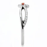 DA235 - High polished (no plating) Stainless Steel Ring with AAA Grade CZ  in Orange - Alamode