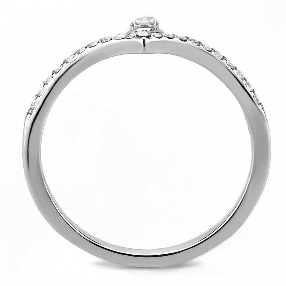 DA237 - High polished (no plating) Stainless Steel Ring with AAA Grade CZ in Clear - Alamode - Flyclothing LLC