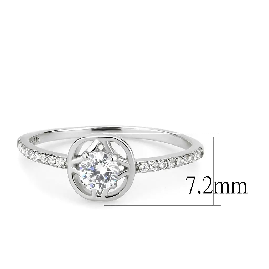 DA238 - High polished (no plating) Stainless Steel Ring with AAA Grade CZ in Clear - Alamode - Flyclothing LLC