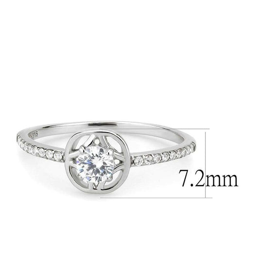 DA238 - High polished (no plating) Stainless Steel Ring with AAA Grade CZ in Clear - Alamode - Flyclothing LLC