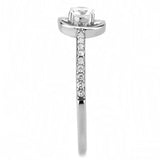 DA238 - High polished (no plating) Stainless Steel Ring with AAA Grade CZ in Clear - Alamode - Flyclothing LLC