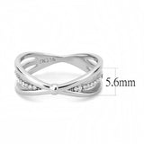 DA239 - High polished (no plating) Stainless Steel Ring with AAA Grade CZ  in Clear - Alamode