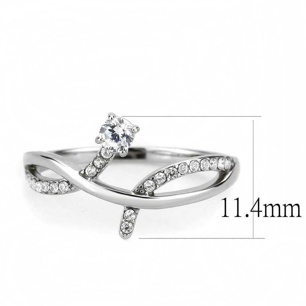 DA240 - High polished (no plating) Stainless Steel Ring with AAA Grade CZ in Clear - Alamode - Flyclothing LLC