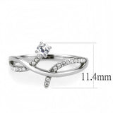 DA240 - High polished (no plating) Stainless Steel Ring with AAA Grade CZ  in Clear - Alamode