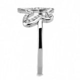 DA241 - High polished (no plating) Stainless Steel Ring with AAA Grade CZ in Clear - Alamode - Flyclothing LLC